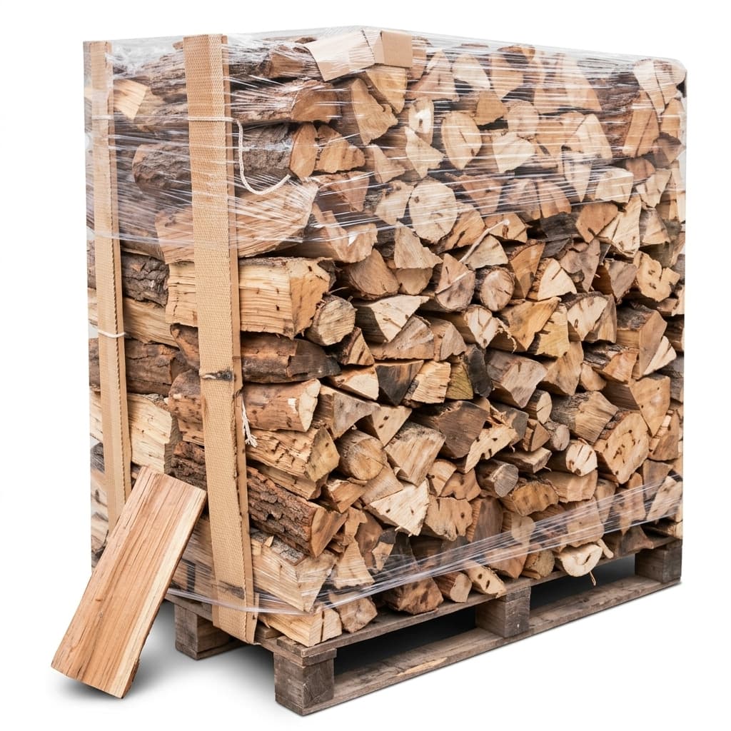 BoisExpress — 4x Palettes (2 chêne blanc + 2 Hêtre/Charme) Bûches de 50 cm Forêt Française